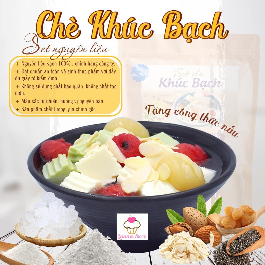 [Mã 157FMCGSALE giảm 8% đơn 500K] [HOT] Set chè khúc bạch 9 vị nấu 15 chén + Tặng Lon vải ngâm 565gram siêu ngon