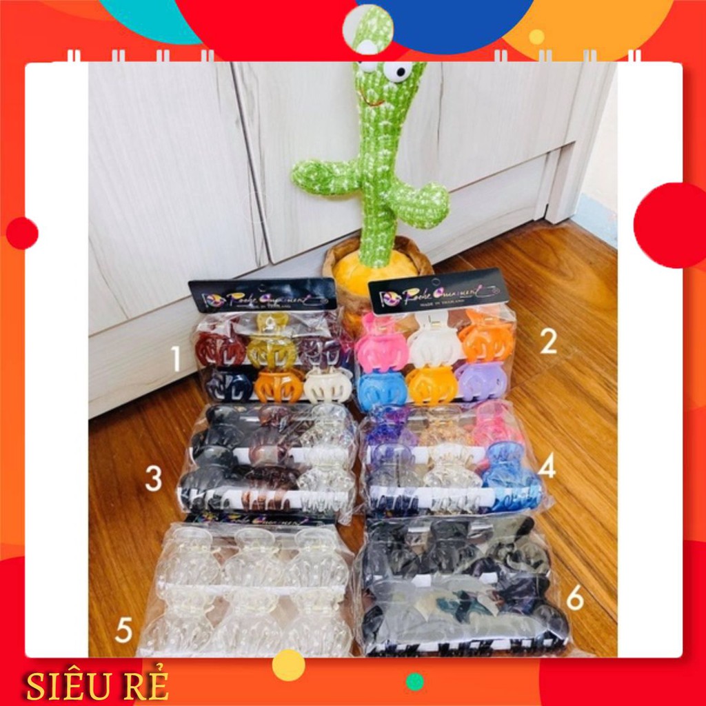 Kẹp tóc càng cua loại to nhiều màu - set 6 cái
