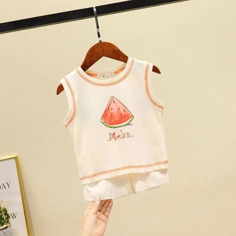 Bộ Đồ Thể Thao Áo Thun Cotton Tay Ngắn Phối Quần Ngắn Phong Cách Phương Tây Thời Trang Mùa Hè Mới Cho Bé Trai Gái 2022