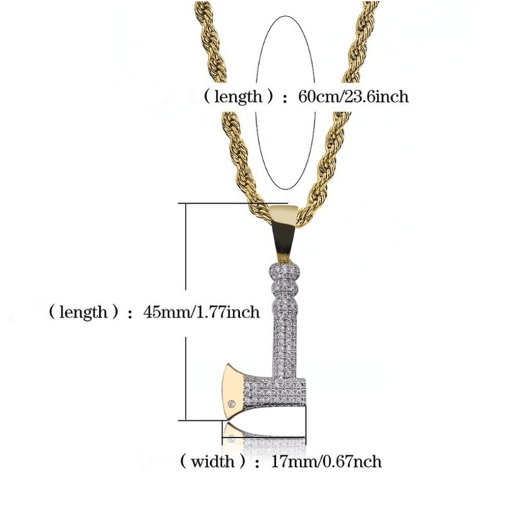 Đàn ông cá tính Axe Mặt dây chuyền Vòng cổ dây vàng Chuỗi Zirconia Zirconia Đàn ông Hip Hop Vòng cổ Trang sức