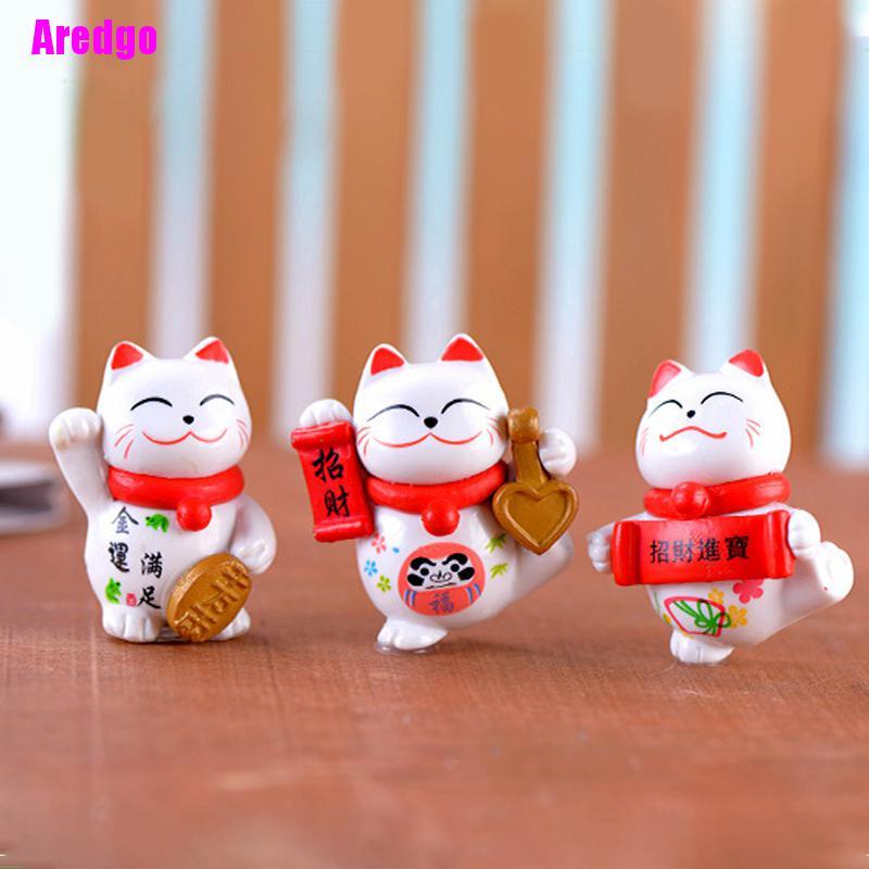 Mô hình chú mèo may mắn mini dễ thương dùng trang trí nhà cửa