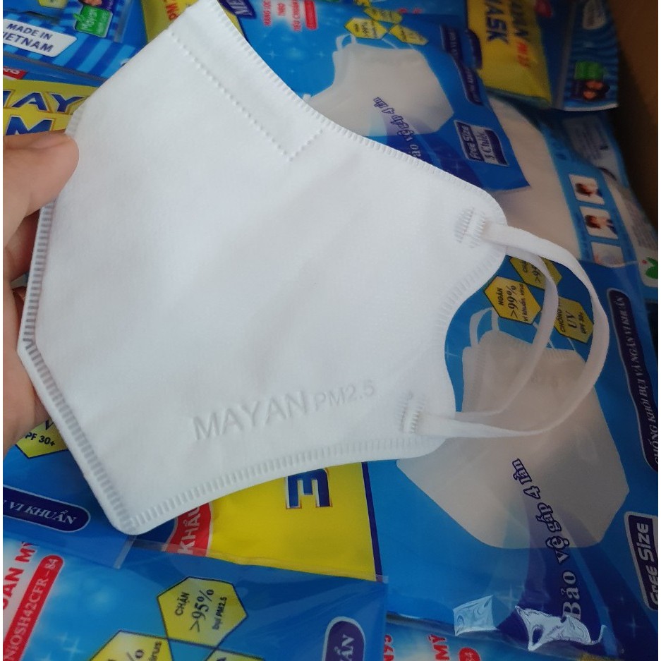 Khẩu trang 3D Mayan  Adult Mask - Túi 5 cái màu trắng P 2.5