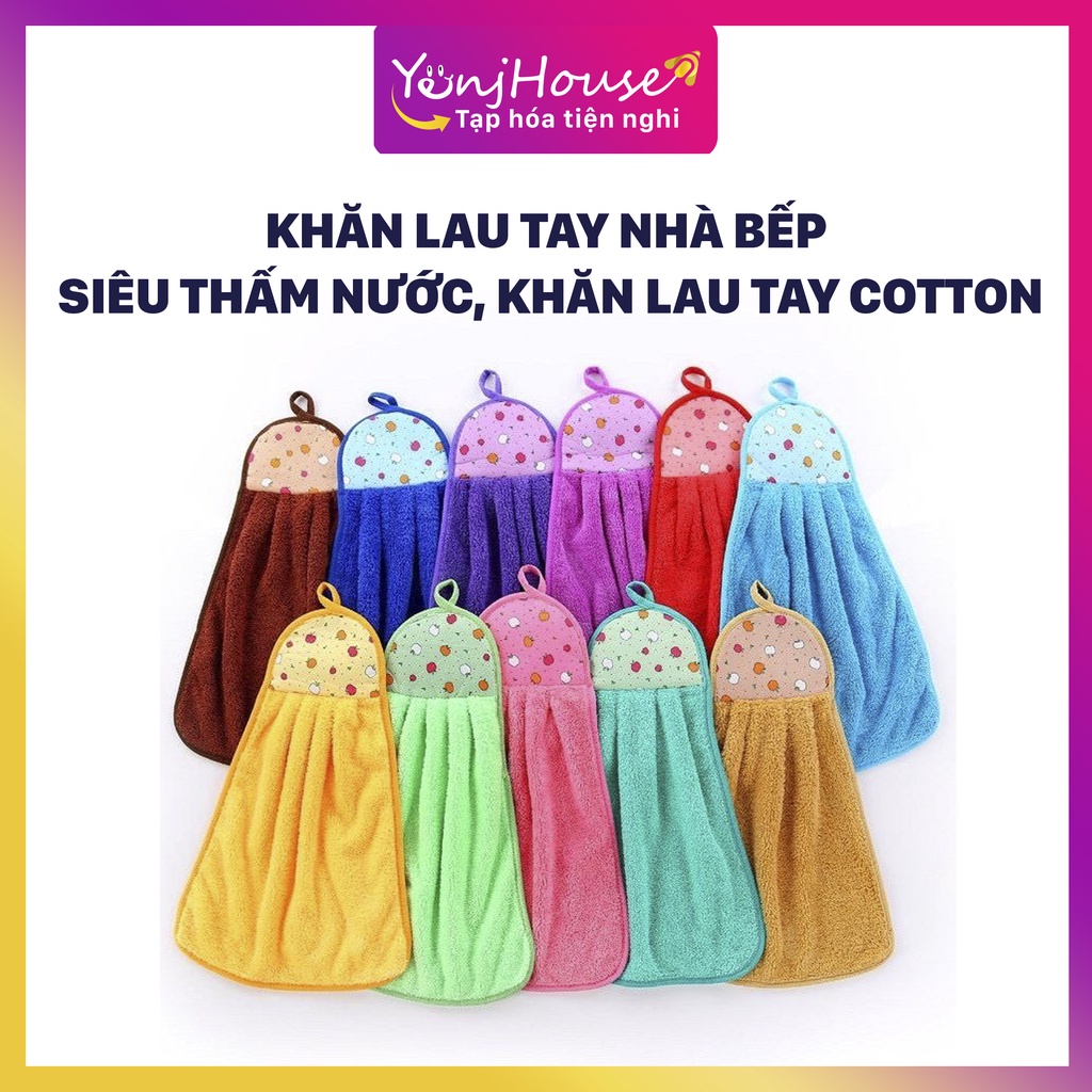 KHĂN LAU TAY NHÀ BẾP SIÊU THẤM NƯỚC, KHĂN LAU TAY COTTON (GIAO MÀU NGẪU NHIÊN) - YENJHOUSE