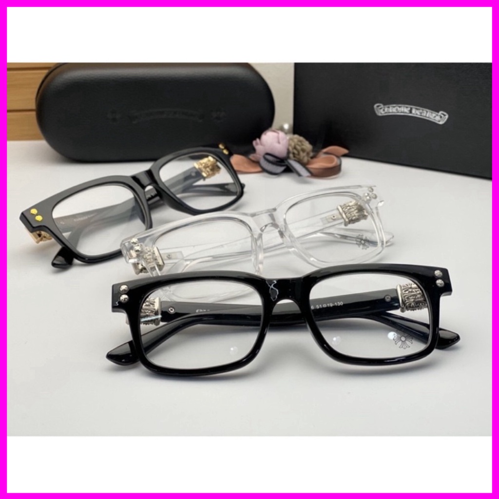 Gọng kính cận  Chrome hearts cao cấp, mắt kinh vuông sắc màu thời trang dành cho phái mạnh nữ