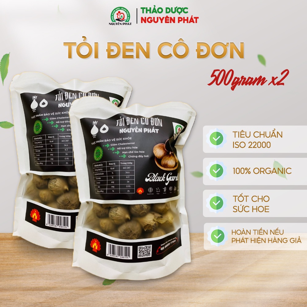 Combo 2 gói tỏi đen cô đơn Nguyên Phát 500gr lên men tự nhiên chất lượng cao công nghệ Nhật Bản
