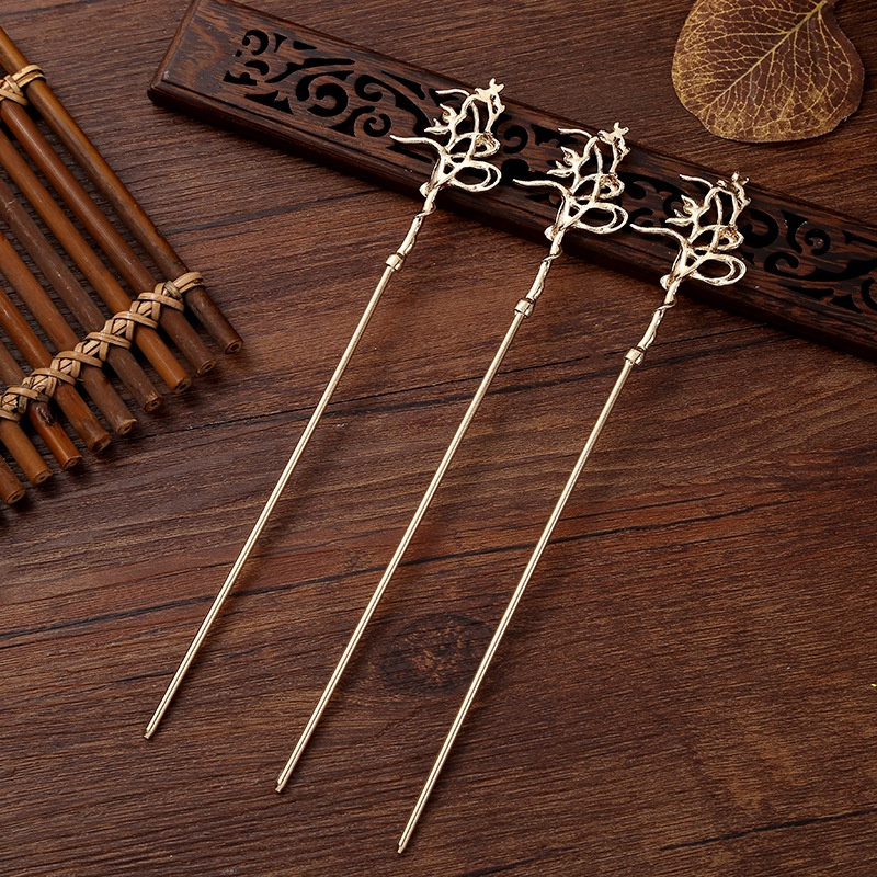 Trâm cổ trang hoa sen cách điệu đính kèm ngọc bội tròn tua rua chuỗi hạt hồ lô phong cách vintage búi tóc cosplay màu KC