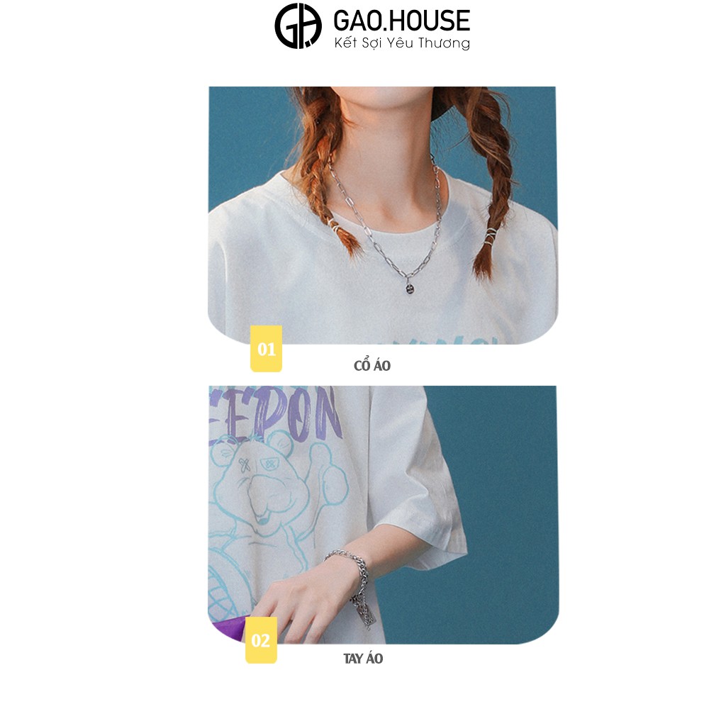 Áo thun nam nữ cộc tay Gạo House cotton chú gấu moving Keepon dáng oversize V222