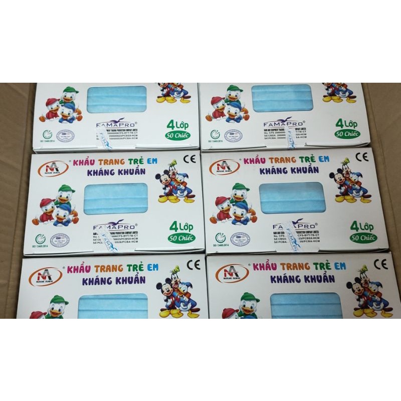 Khẩu trang Famapro max Kids, Hộp 50 cái. Khẩu trang chất lượng cho em bé từ 4-10 tuổi