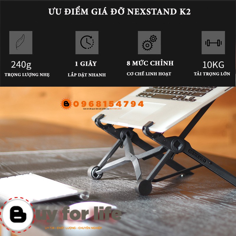 Giá đỡ Laptop & Macbook - NEXTSTAND K2 - Siêu nhẹ - Chắc chắn - Đế Tản Nhiệt Cao Cấp