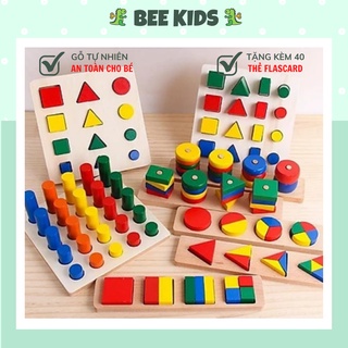 Đồ Chơi Trẻ Em Giáo Cụ Montessori 8 Chi Tiết Bằng Gỗ Gíúp Bé Phát Triển Tư Duy