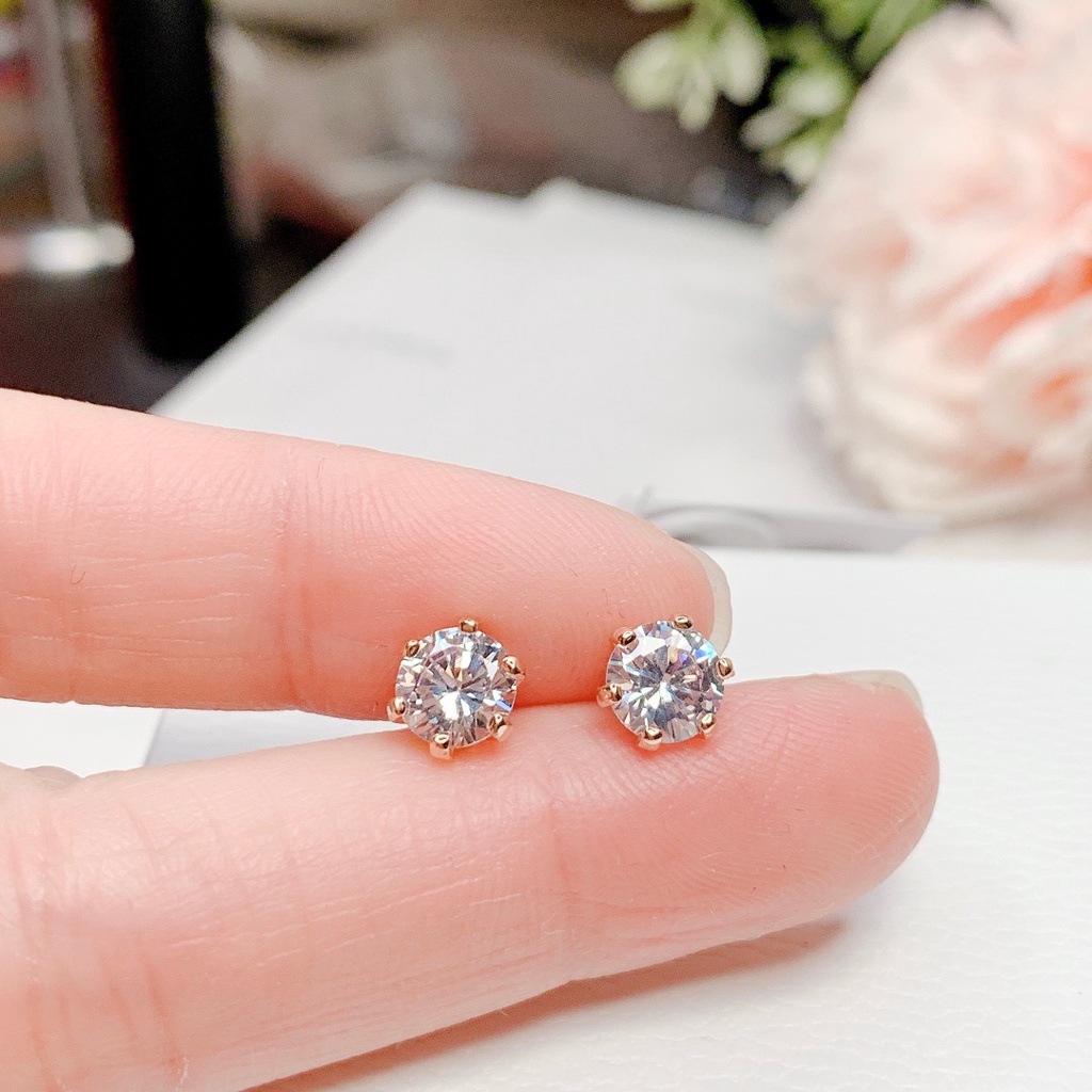 Bông tai bạc Nga đính đá xi vàng 14k