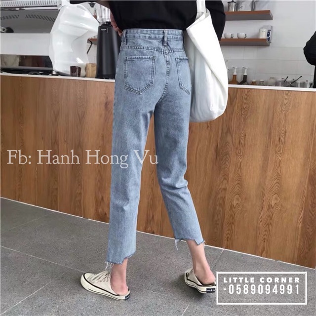 Quần slim baggy jeans gấu kiểu ulzzang kèm ảnh thật