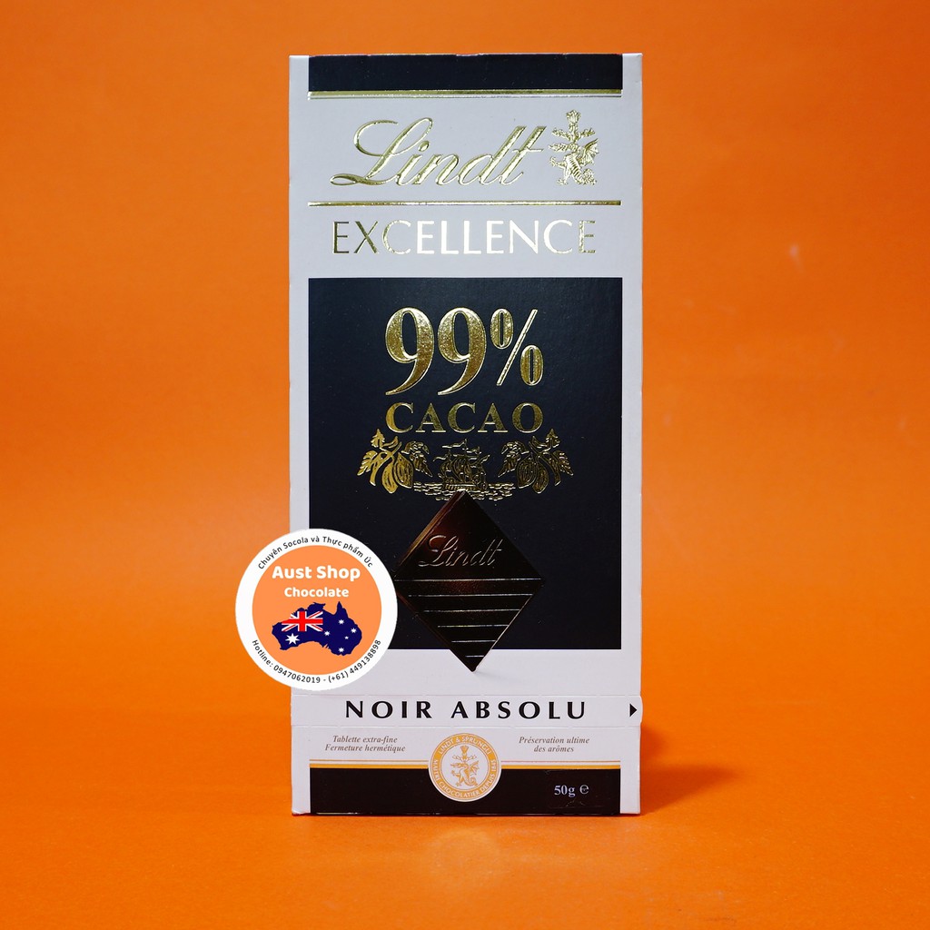 Chocolate Đen Nguyên Chất 99% Lindt HÀNG ÚC - Socola Đắng 99%. Dark Chocolate Lindt Excellence - Aust Shop Chocolate