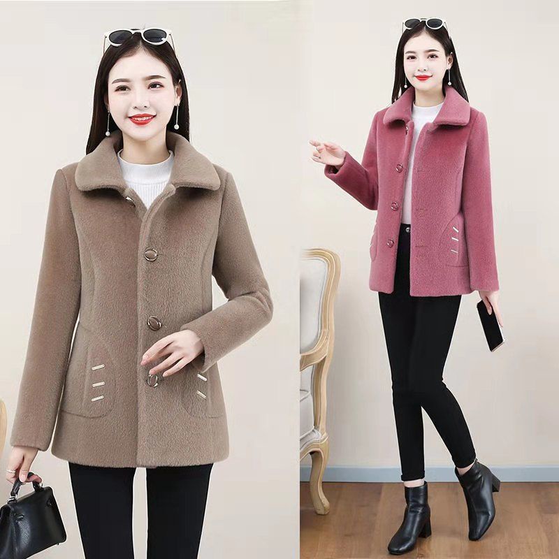 ❈◐✟Mô phỏng cừu nhung ngắn thơm áo khoác gió cho phụ nữ mùa thu và xuân năm 2021 váy của mẹ mới Thủy triều nhỏ