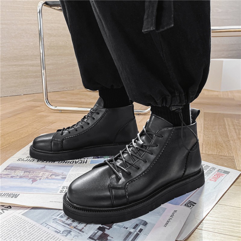 [ HÀNG ORDER ] [Da Xịn Không Nhăn] Giày Martin boots phong cách Harajuku của Nhật (đế cao 3cm.)