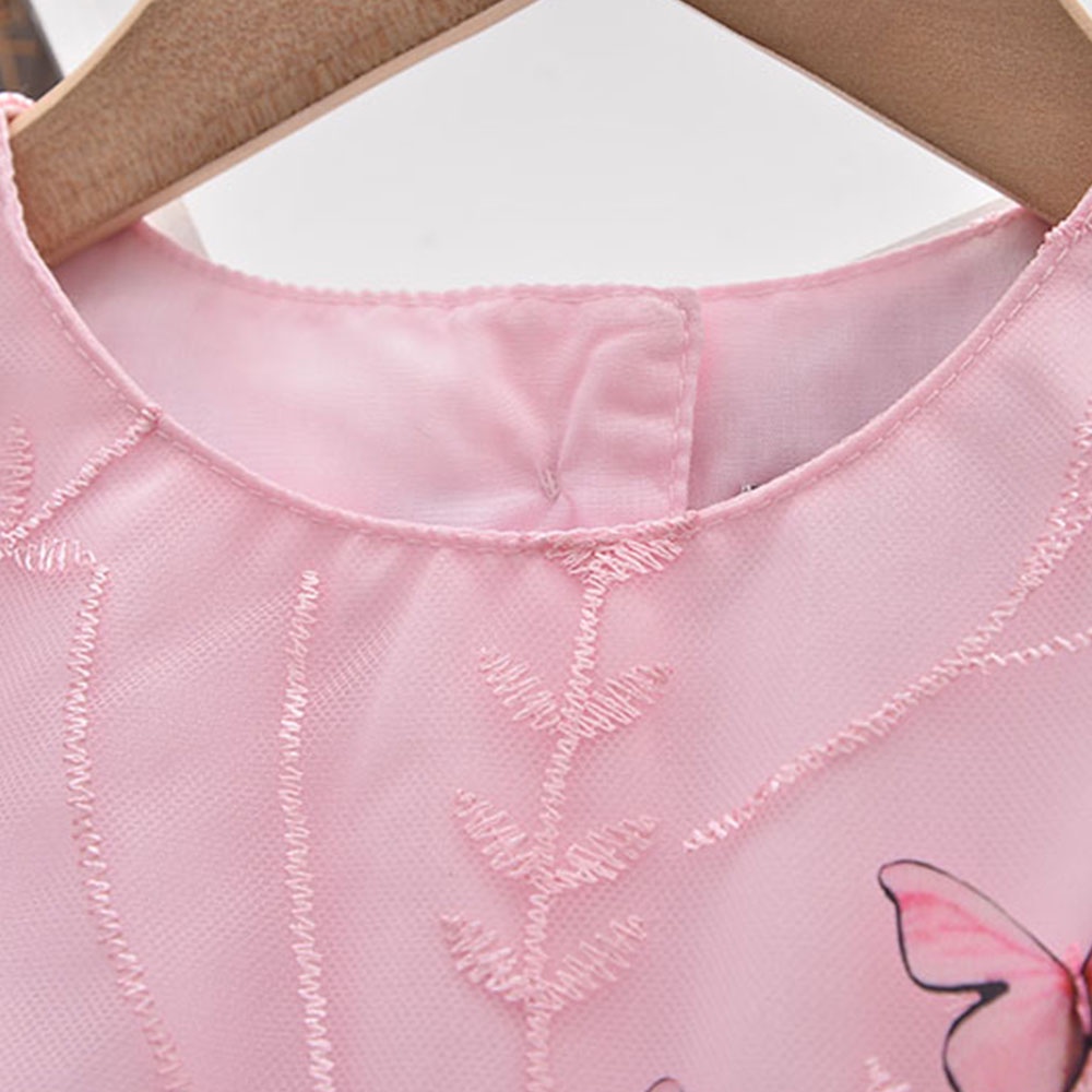 Đầm công chúa BEAR LEADER thiết kế không tay họa tiết hoa bướm thời trang mùa hè cho trẻ em