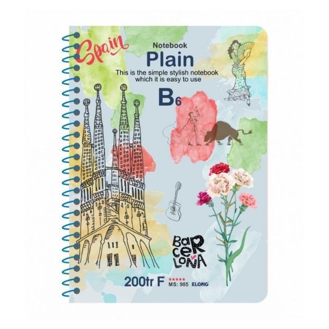 Sổ lò xo 200 trang KLONG B6 Plain ruột trơn 70/76; MS: 985