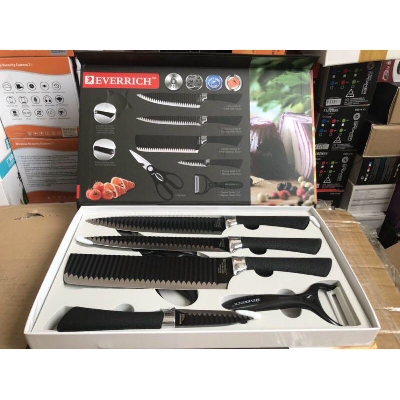 Bộ dao nhà bếp cao cấp 6 món kháng khuẩn EVERRICH