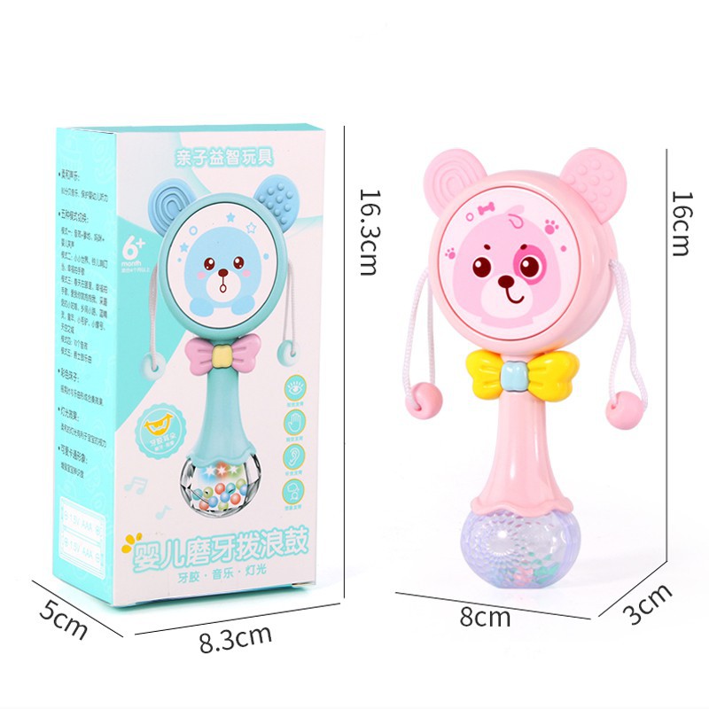 [ Đồ chơi Thông Minh ] Trống Lắc Tay Có Phát Nhạc Và Đèn Nhấp Nháy Vui Nhộn Đáng Yêu Cho Bé Chơi