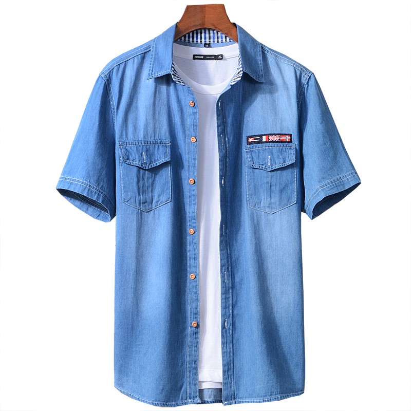 Áo Sơ Mi Denim Dáng Ôm Phong Cách Nhật Bản Cho Nam