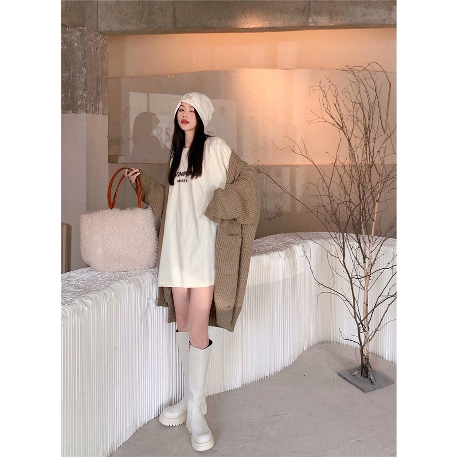 Áo khoác cardigan dệt kim dáng dài phong cách retro cho nữ | BigBuy360 - bigbuy360.vn