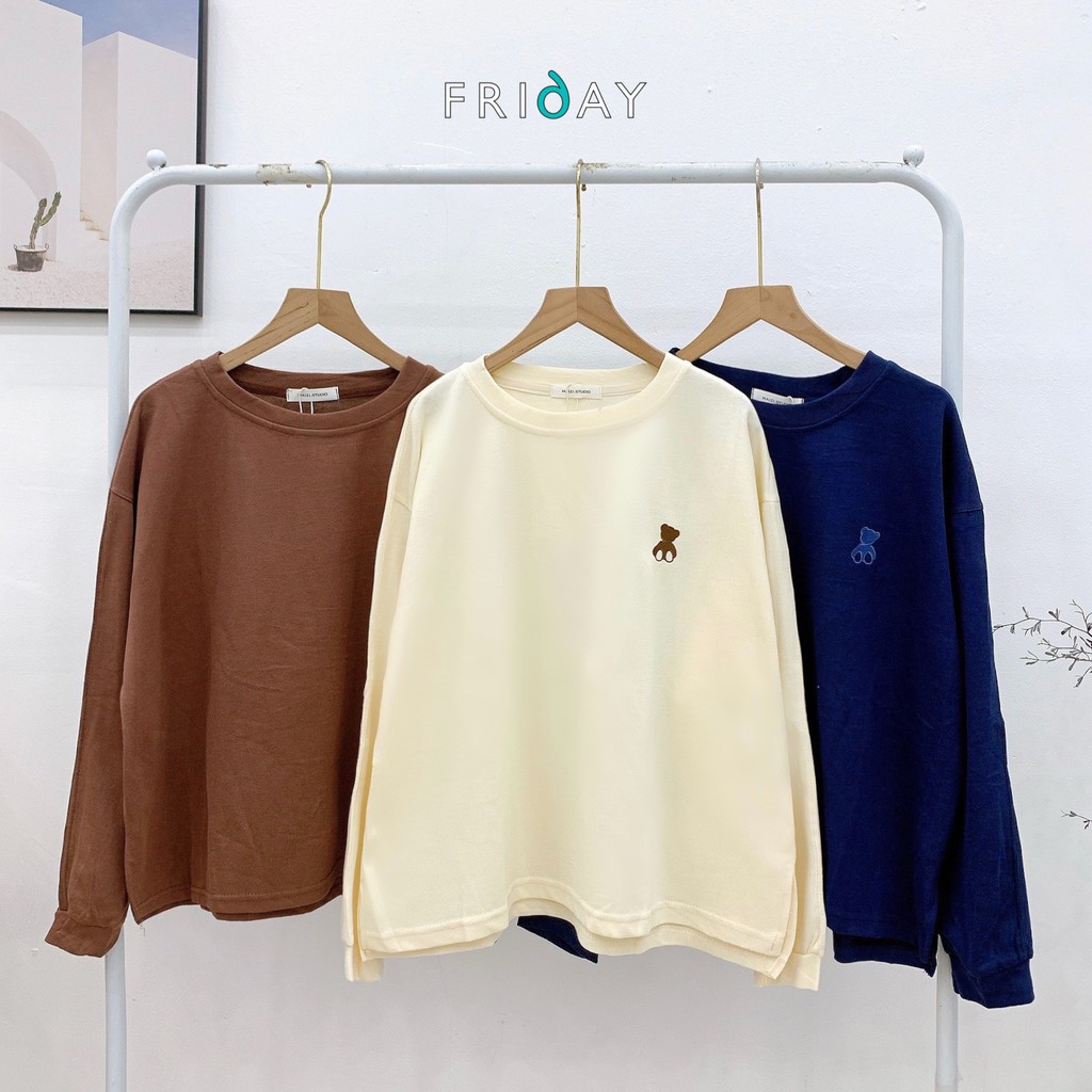 Áo nỉ tăm thêu hình gấu dáng vừa hàng thu mới về Fridayshop | BigBuy360 - bigbuy360.vn