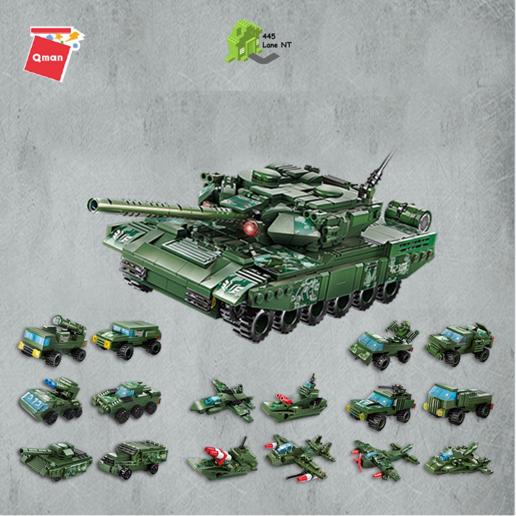 Đồ Chơi Lắp Ráp Lego Quân Đội Qman 42301 Xe Tăng Quân Sự 642 Chi Tiết 8 Trong 1 Cho Trẻ Từ 6 Tuổi