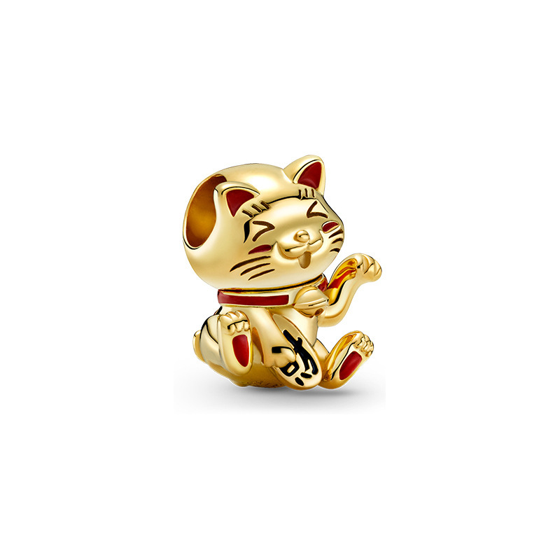 Phụ Kiện Trang Trí Năm Mới Chất Liệu Bạc Sterling S925 Hình Mèo May Mắn Xinh Xắn