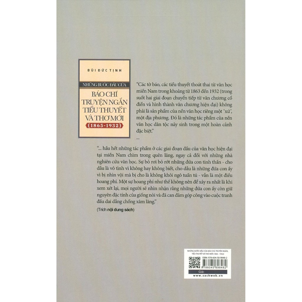 Sách - Những Bước Đầu Của Báo Chí, Truyện Ngắn, Tiểu Thuyết Và Thơ Mới (1865-1932)