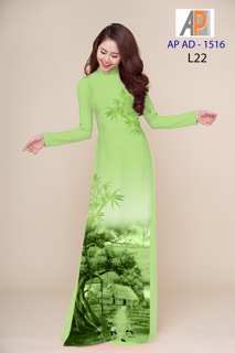 Vải áo dài phong cảnh mềm rũ