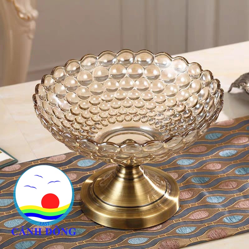 Khay đựng hoa quả pha lê đẹp chân đế trang nhã sang trọng size đường kính đĩa 20 cm