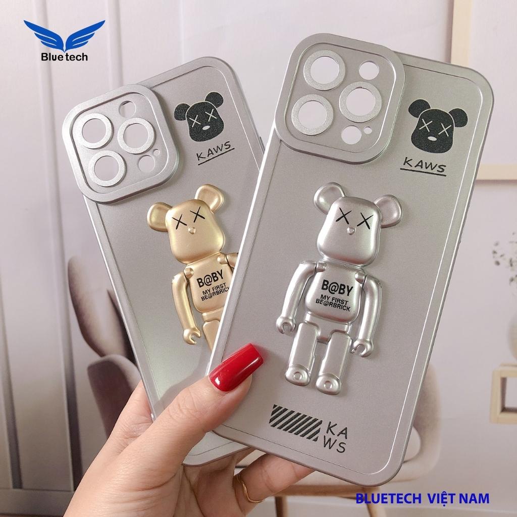 Ốp lưng gấu BearBrick kiêm giá đỡ điện thoại, Ốp lưng cao cấp phong cách mới nhất cho iphone 11 - 13promax