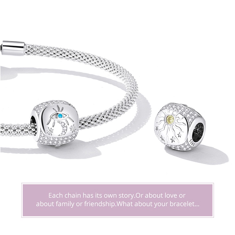 Phụ kiện hạt BAMOER bạc 925 trang trí vòng đeo tay với nhiều hình dạng độc đáo thời trang DIY