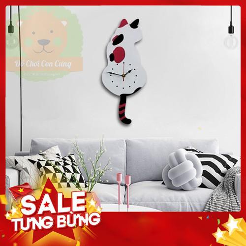 Đồng hồ treo tường sáng tạo hình con mèo có đuôi đung đưa SP15 - Siêu HOT