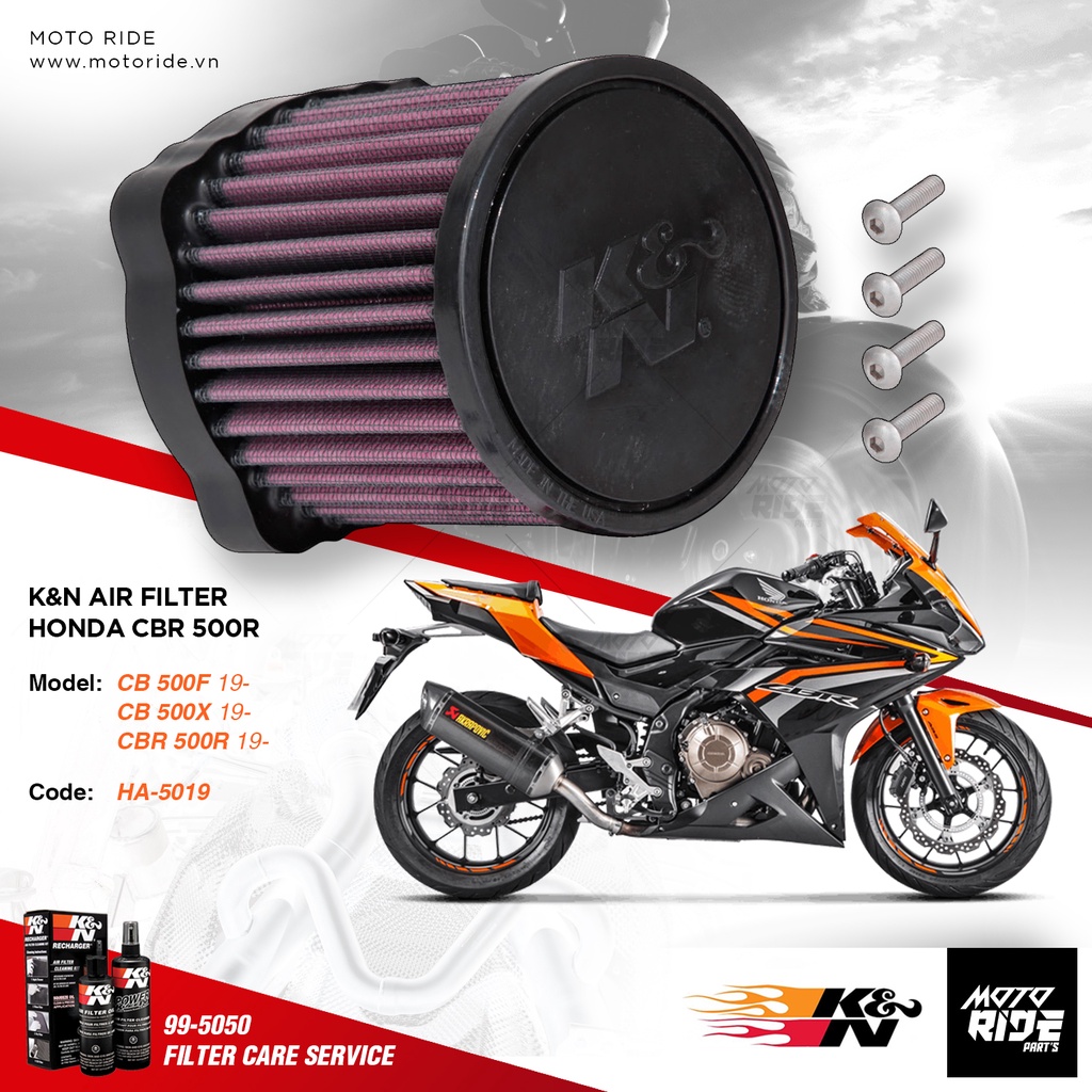 [Mã LIFEXANH03 giảm 10% đơn 500K] K&amp;N HA-5019 LỌC GIÓ CHO HONDA CB500F / CB500X / CBR500R 2019