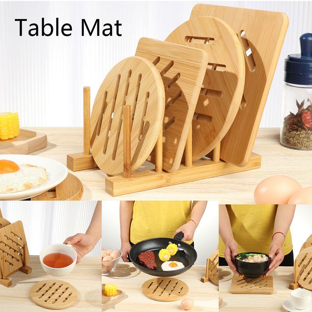 Tấm Lót Bàn Ăn Bằng Tre Hình Tròn Cách Nhiệt Chống Trượt Tiện Dụng Cho Gia Đình