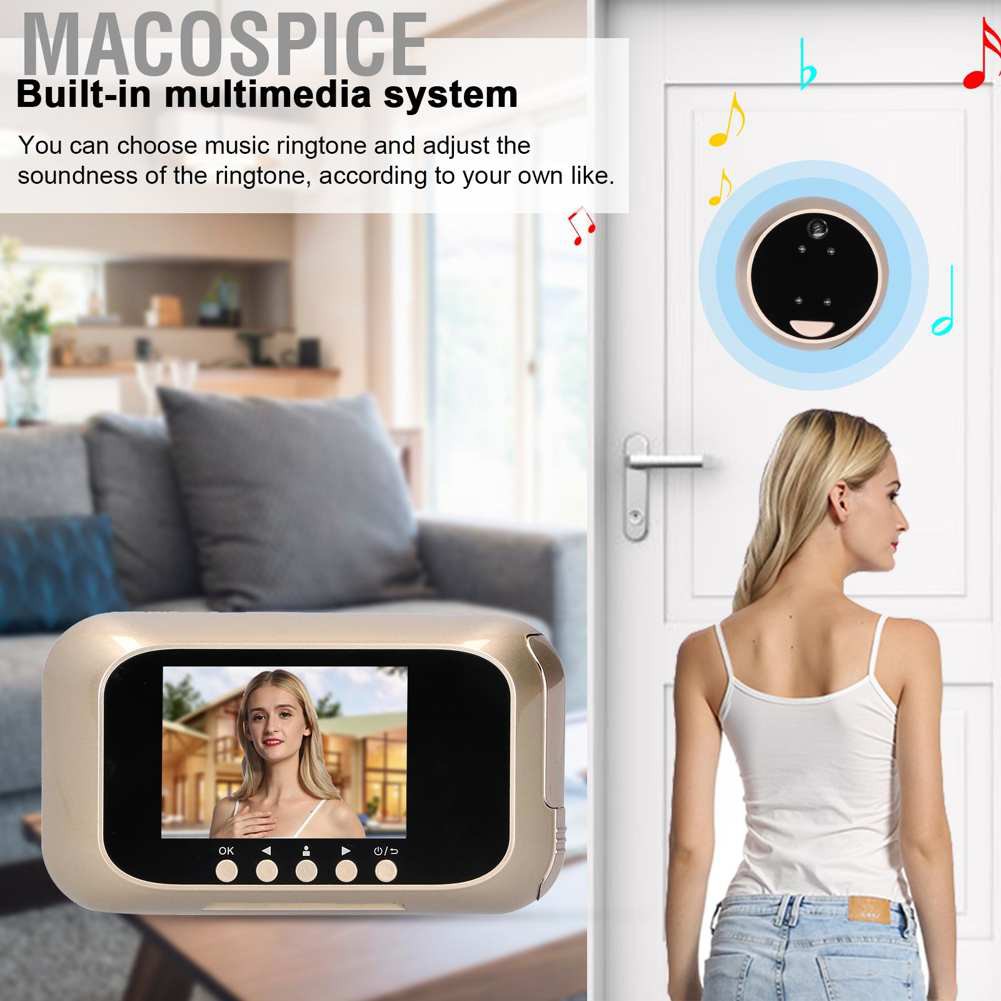 Macospice wireless light switches 3in Digital Door Viewer 720P Display Video Camera 2IR LED Night Doorbell for Home Security