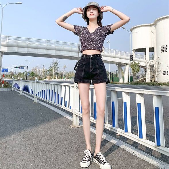Quần Short Denim Lưng Cao Ống Rộng Thời Trang Cá Tính Cho Nữ