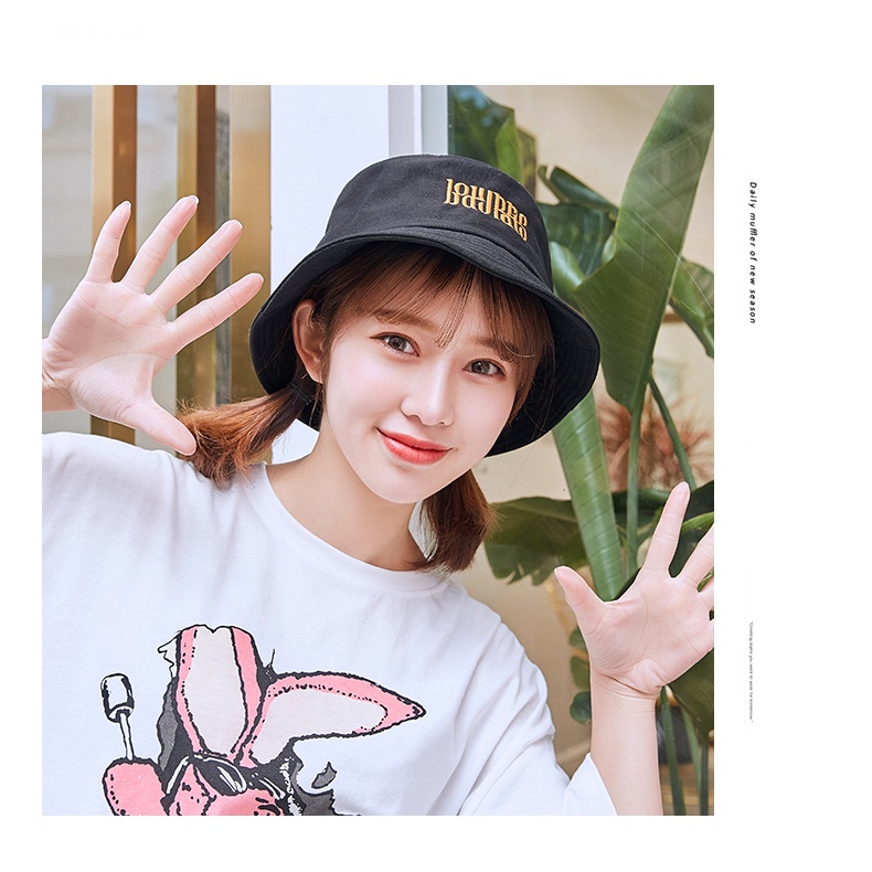 Mũ bucket ulzzang chữ thái in nổi hot trend dày dặn form chuẩn