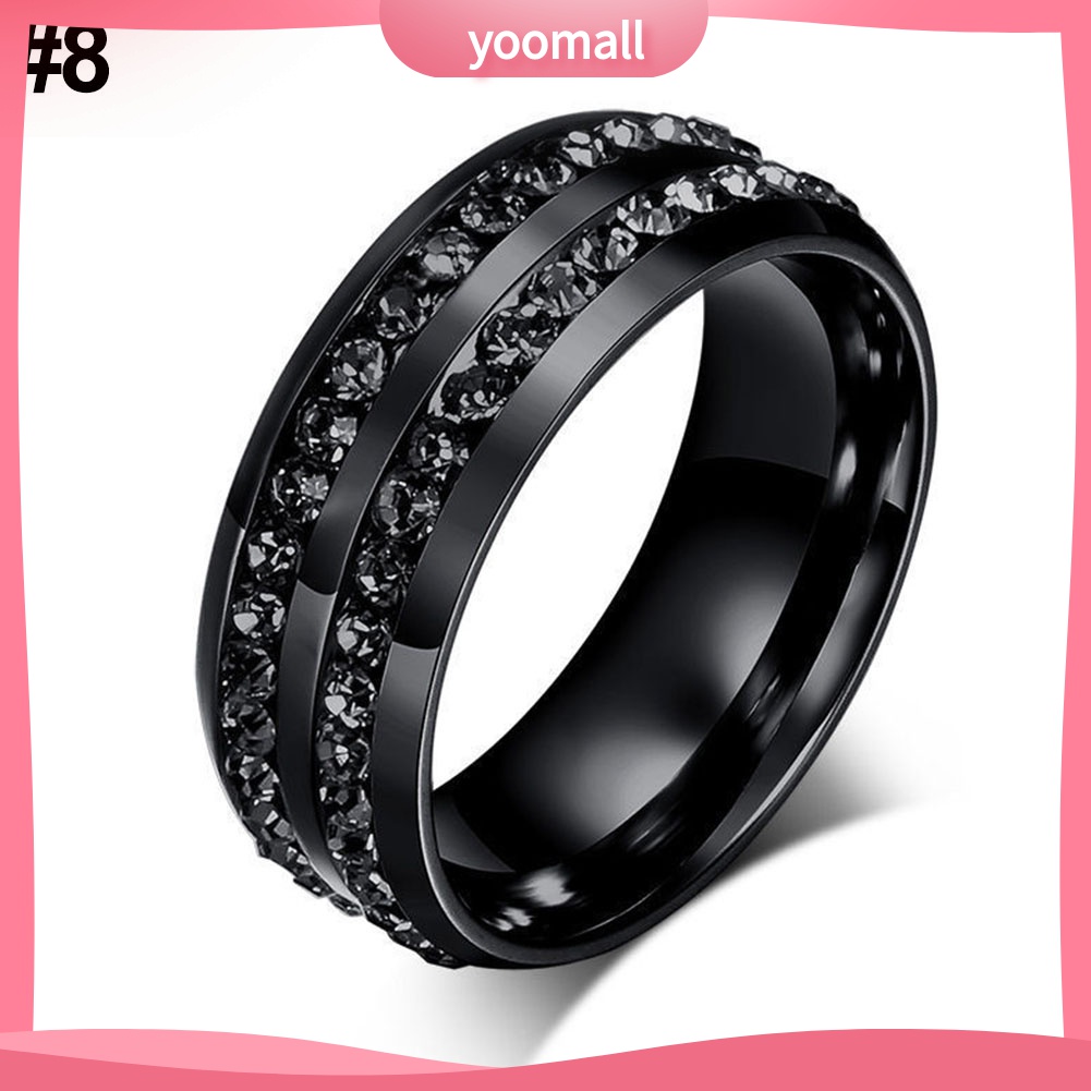 Yomall♡ Nhẫn Unisex ĐíNh Đá BằNg ThéP Không Gỉ MàU Đen
