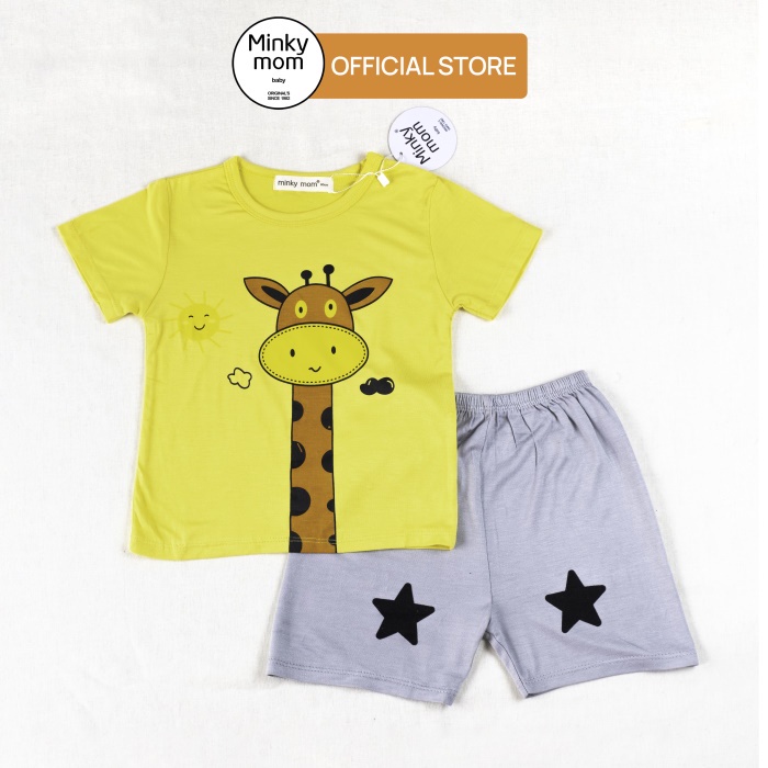 Bộ quần áo cộc tay Minky mom trẻ em chất thun lạnh, quần áo trẻ em cho bé trai bé gái-V47