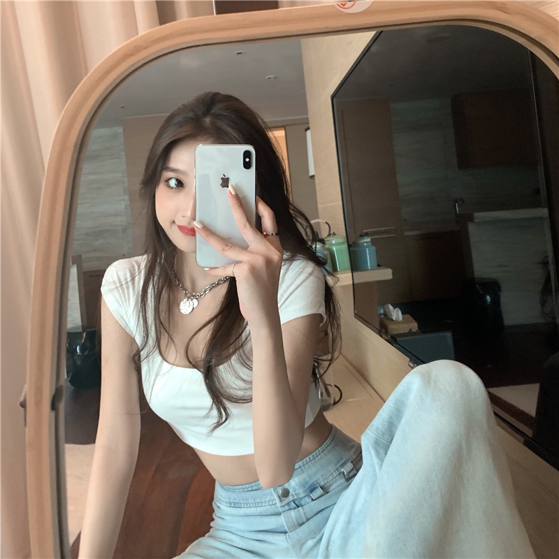 Áo Thun Lửng Ngắn Tay Phong Cách Hàn Quốc Thời Trang Mùa Hè 2021 Dành Cho Nữ | BigBuy360 - bigbuy360.vn