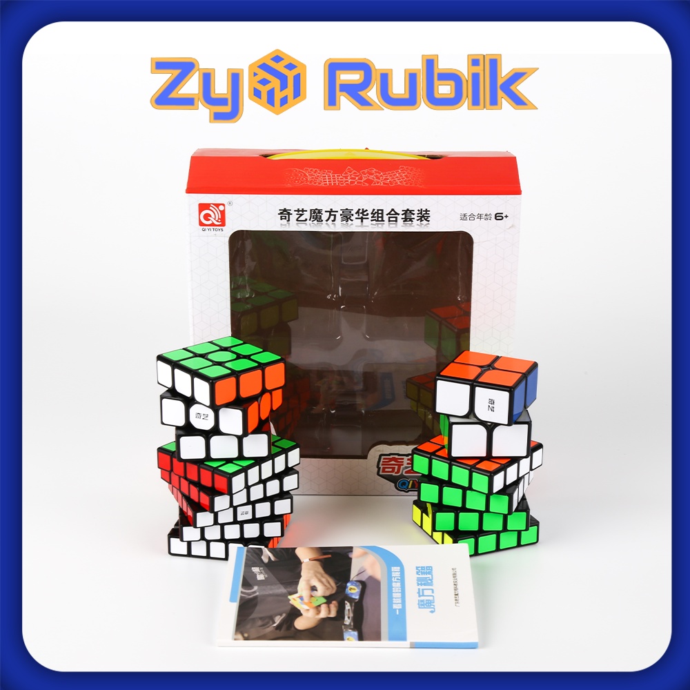 Combo 4 Rubik (Qidi 2x2,Sailing 3x3,Qiyuan 4x4, Qizheng 5x5) SET 1 QiYi ( Viền Đen ) - ZyO Rubik