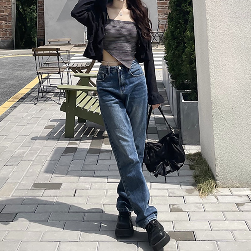 Áo Croptop Hai Dây Dệt Kim Họa Tiết Kẻ Sọc Thời Trang Cho Nữ