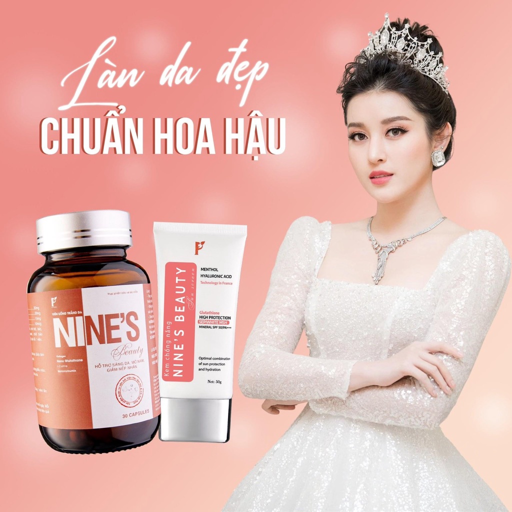 Viên uống trắng da Nine’s Beauty (30 viên) - Giúp làm sáng da, giảm thâm nám sạm, tàn nhang, lão hóa da
