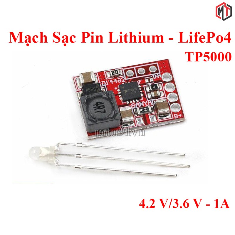 Mạch sạc pin Lithium - ion - LiFePO4 4.2 V/3.6v - 1A TP5000