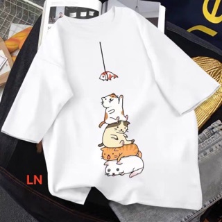 Áo phông mèo bắt cá LN12