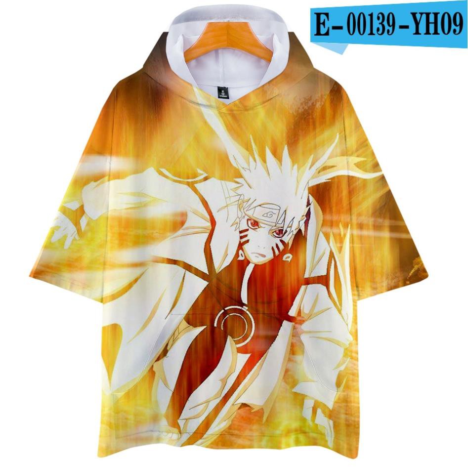 Áo Hoodie Ngắn Tay In Họa Tiết Naruto 3D Cá Tính Xịn * 👌