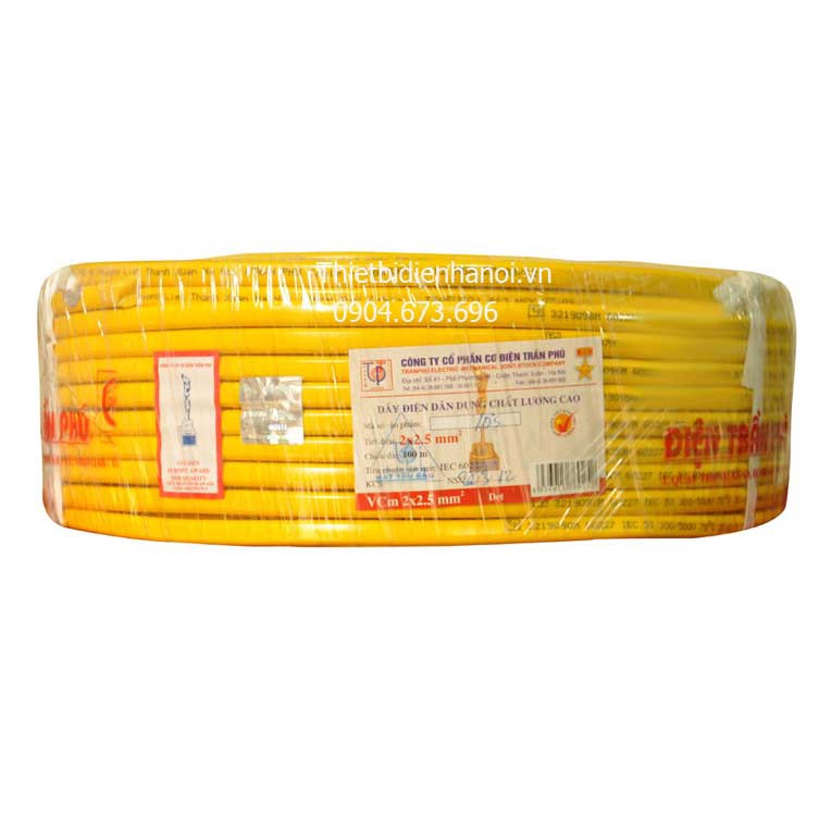 Dây Điện Trần Phú 2x2.5, Dây Đôi. Hàng Chính Hãng