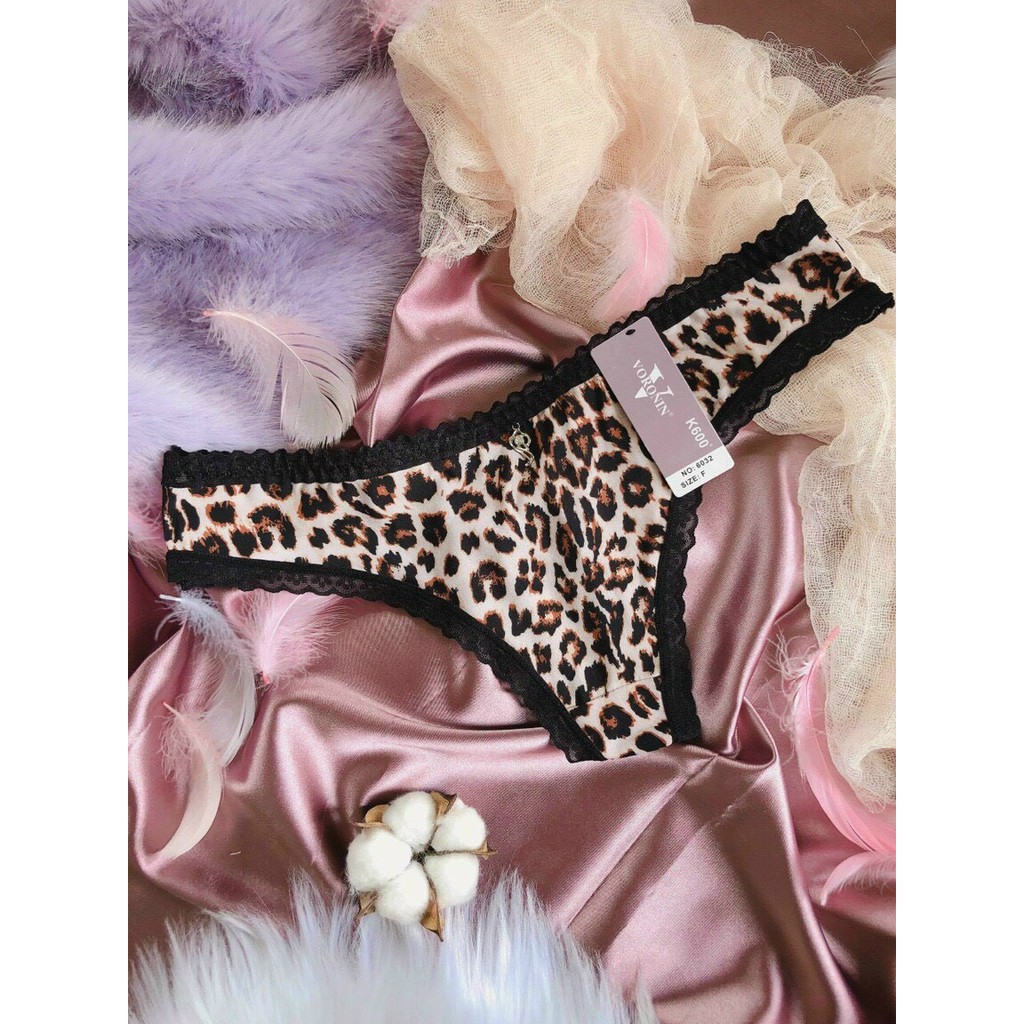 Quần Lót Lọt Khe  - Quần Lót Nữ Lọt Khe đúc su họa tiết da báo thiết kế phối viền ren gợi cảm mã 6032